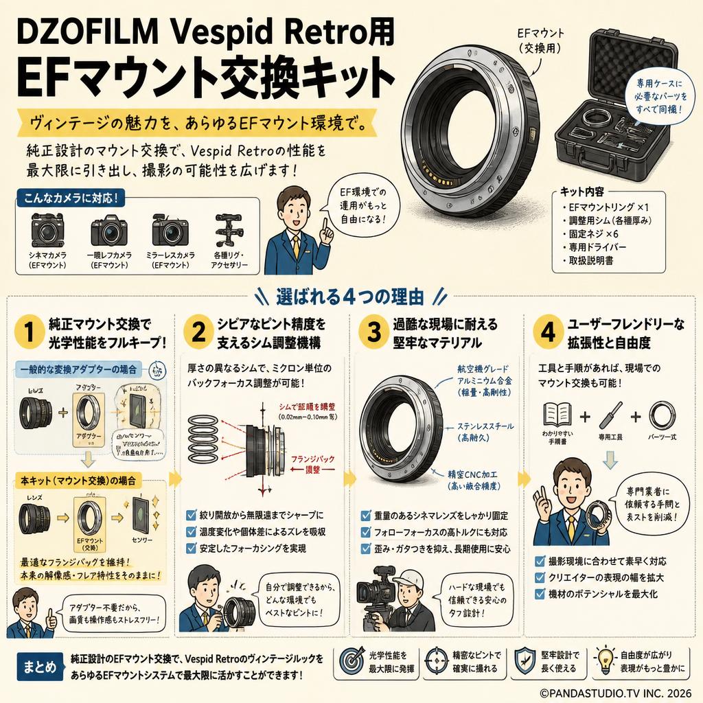 DZOFILM Vespid Retro用 EFマウント交換キット 概要