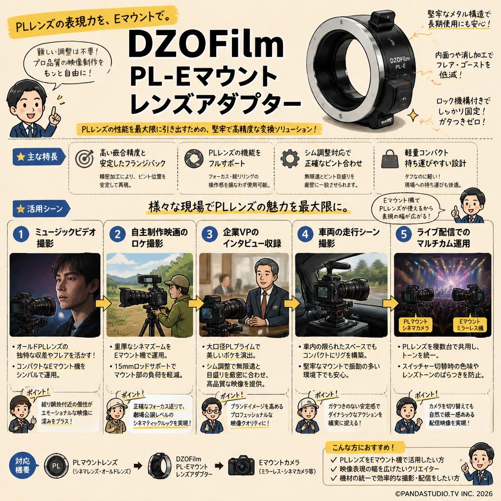 DZOFilm PL-Eマウント レンズアダプター 用途