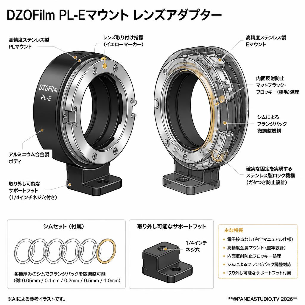 DZOFilm PL-Eマウント レンズアダプター スペック