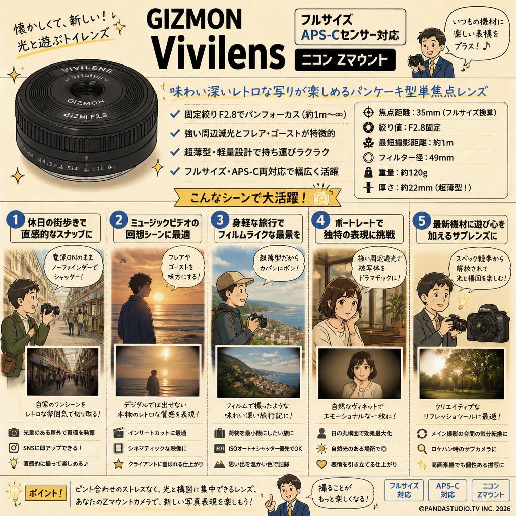 GIZMON Vivilens フルサイズ APS-Cセンサー対応 ニコン Zマウント 用途