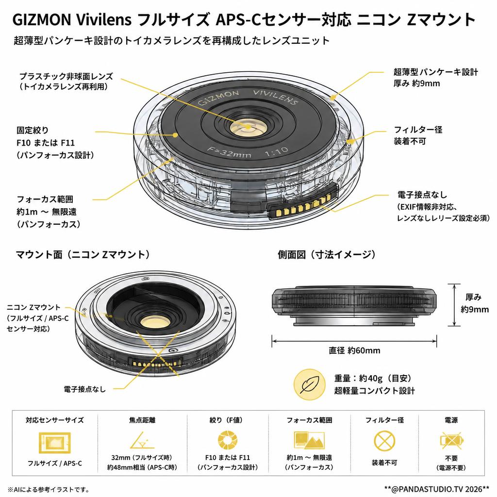 GIZMON Vivilens フルサイズ APS-Cセンサー対応 ニコン Zマウント スペック