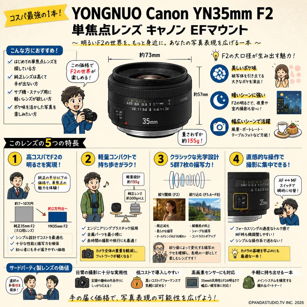 YONGNUO Canon YN35mm F2 単焦点レンズ キャノン EFマウント 概要