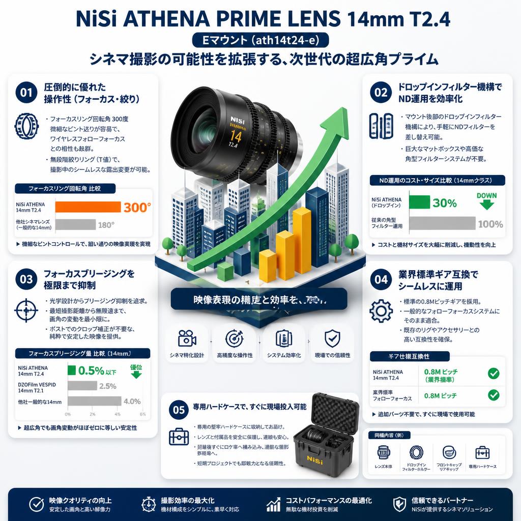 NiSi ATHENA PRIME LENS 14mm T2.4 Eマウント ( ath14t24-e ) セールスポイント