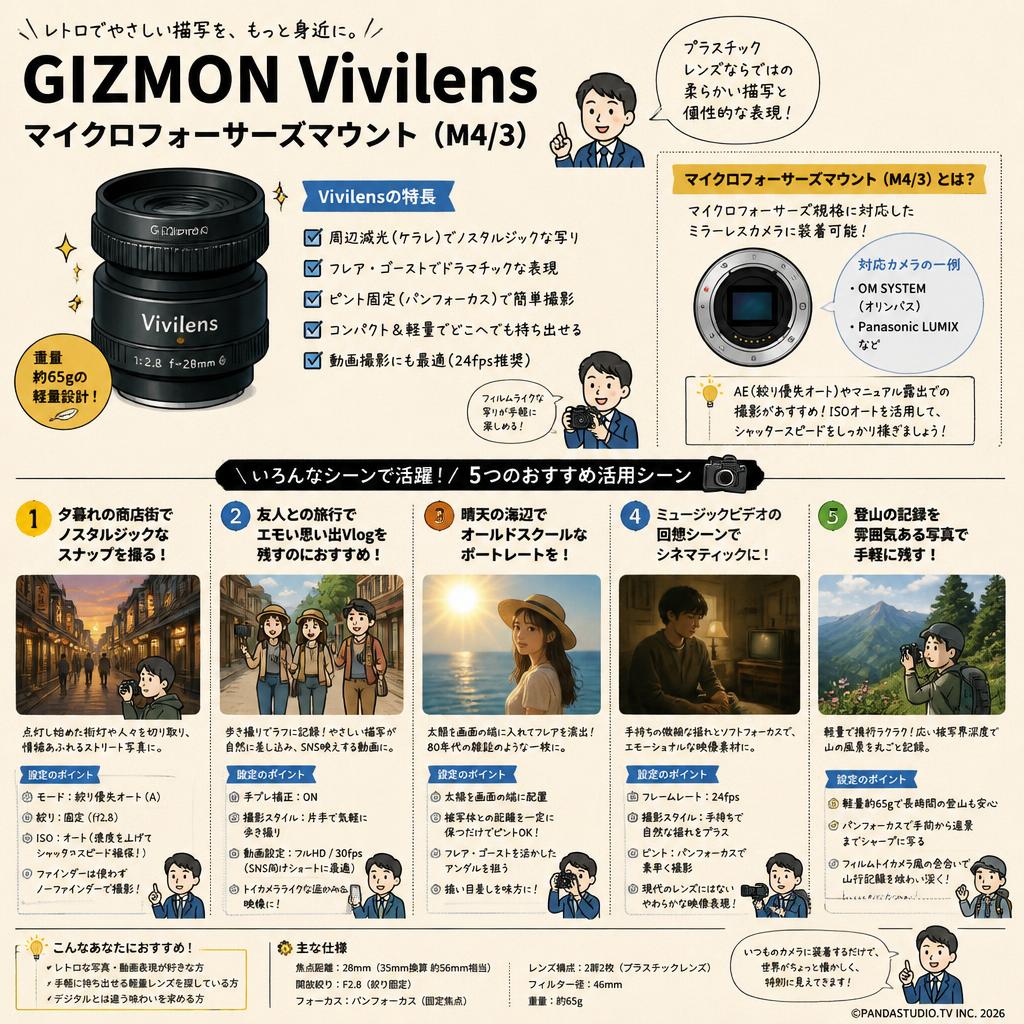 GIZMON Vivilens マイクロフォーサーズマウント（M4/3） 用途
