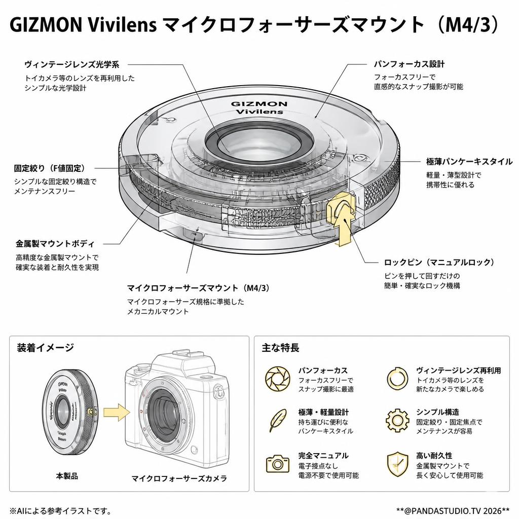 GIZMON Vivilens マイクロフォーサーズマウント（M4/3） スペック