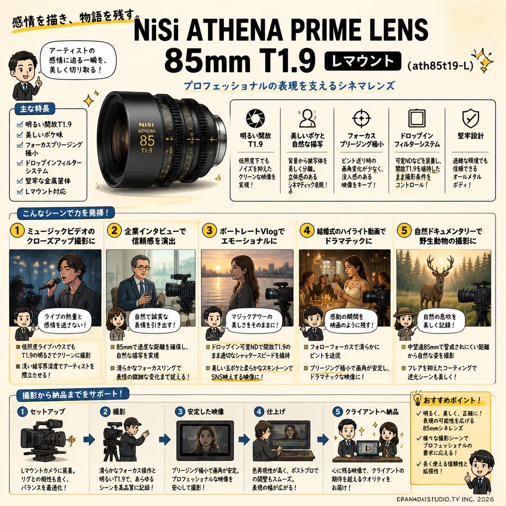 NiSi ATHENA PRIME LENS 85mm T1.9 Lマウント ( ath85t19-L ) 用途