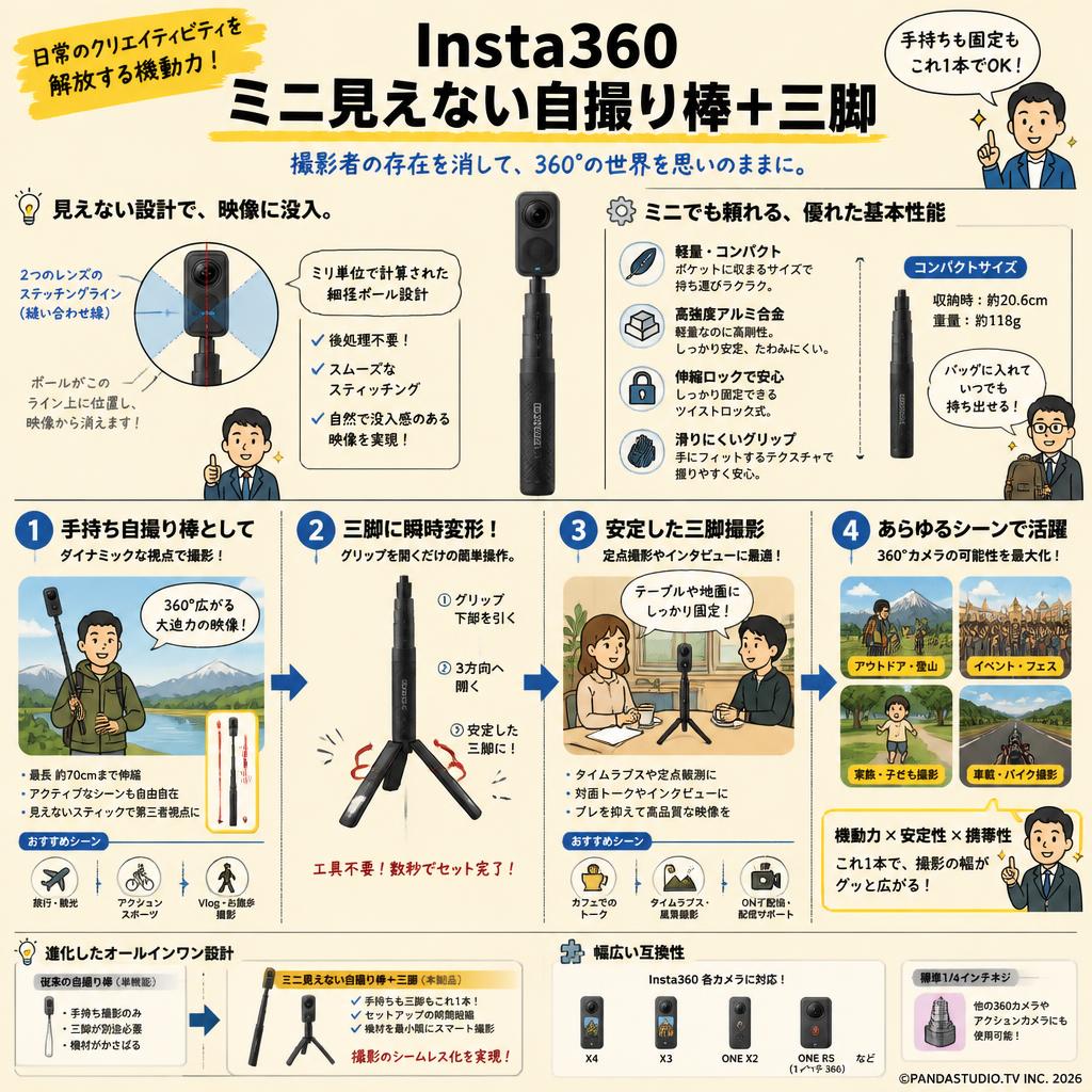 Insta360ミニ見えない自撮り棒＋三脚 概要