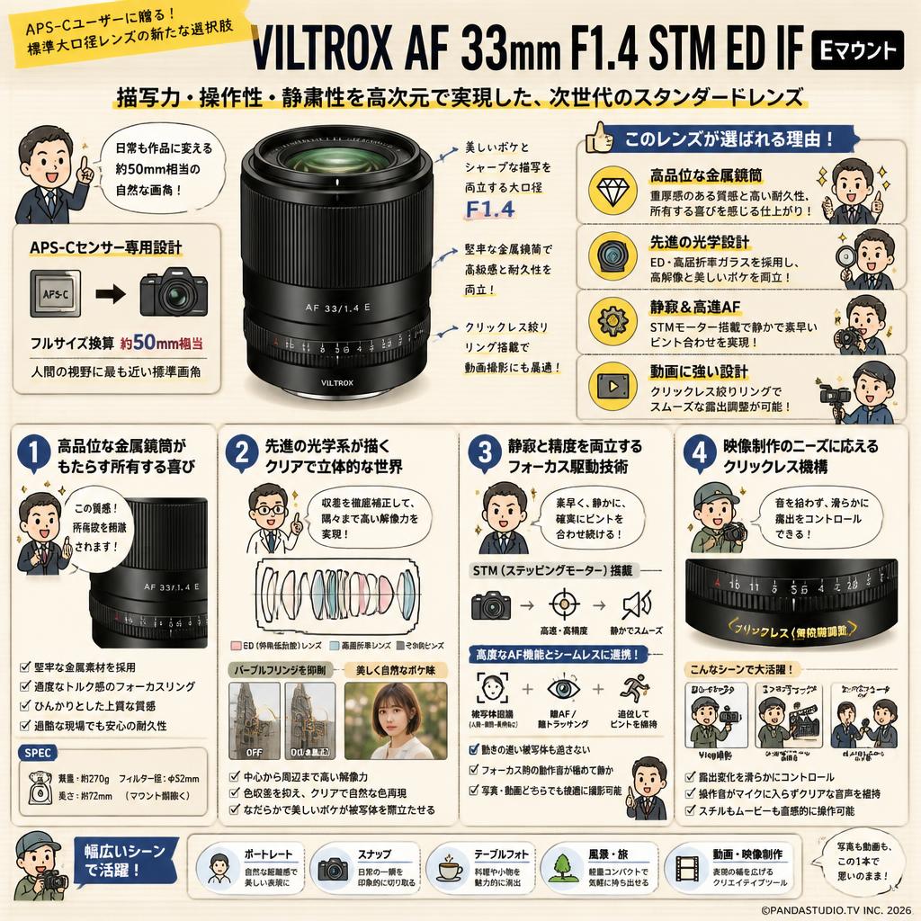 VILTROX AF 33mm F1.4 STM ED IF  Eマウント 概要