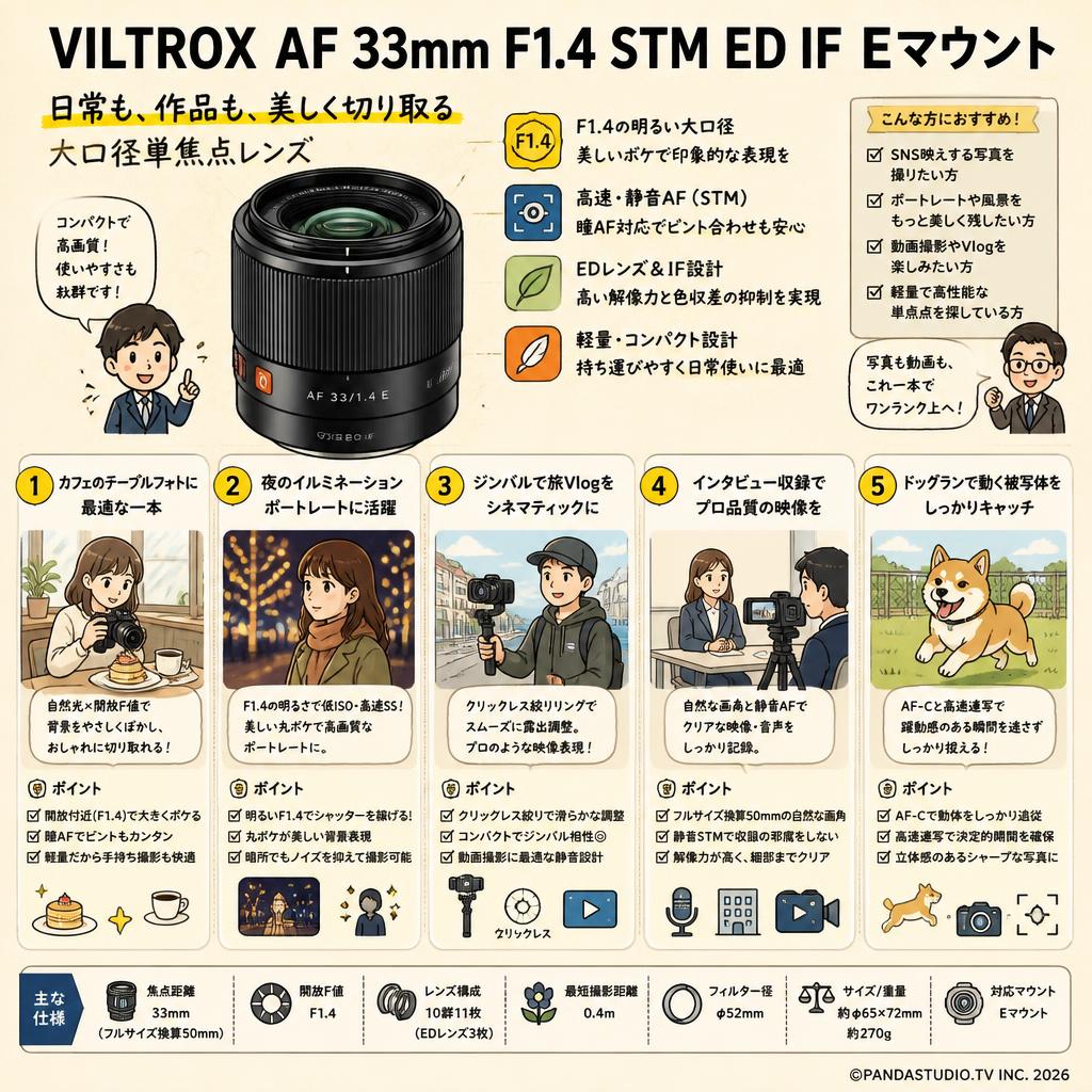 VILTROX AF 33mm F1.4 STM ED IF  Eマウント 用途