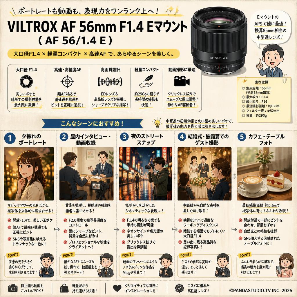 VILTROX AF 56mm F1.4 Eマウント ( AF 56/1.4 E ) 用途