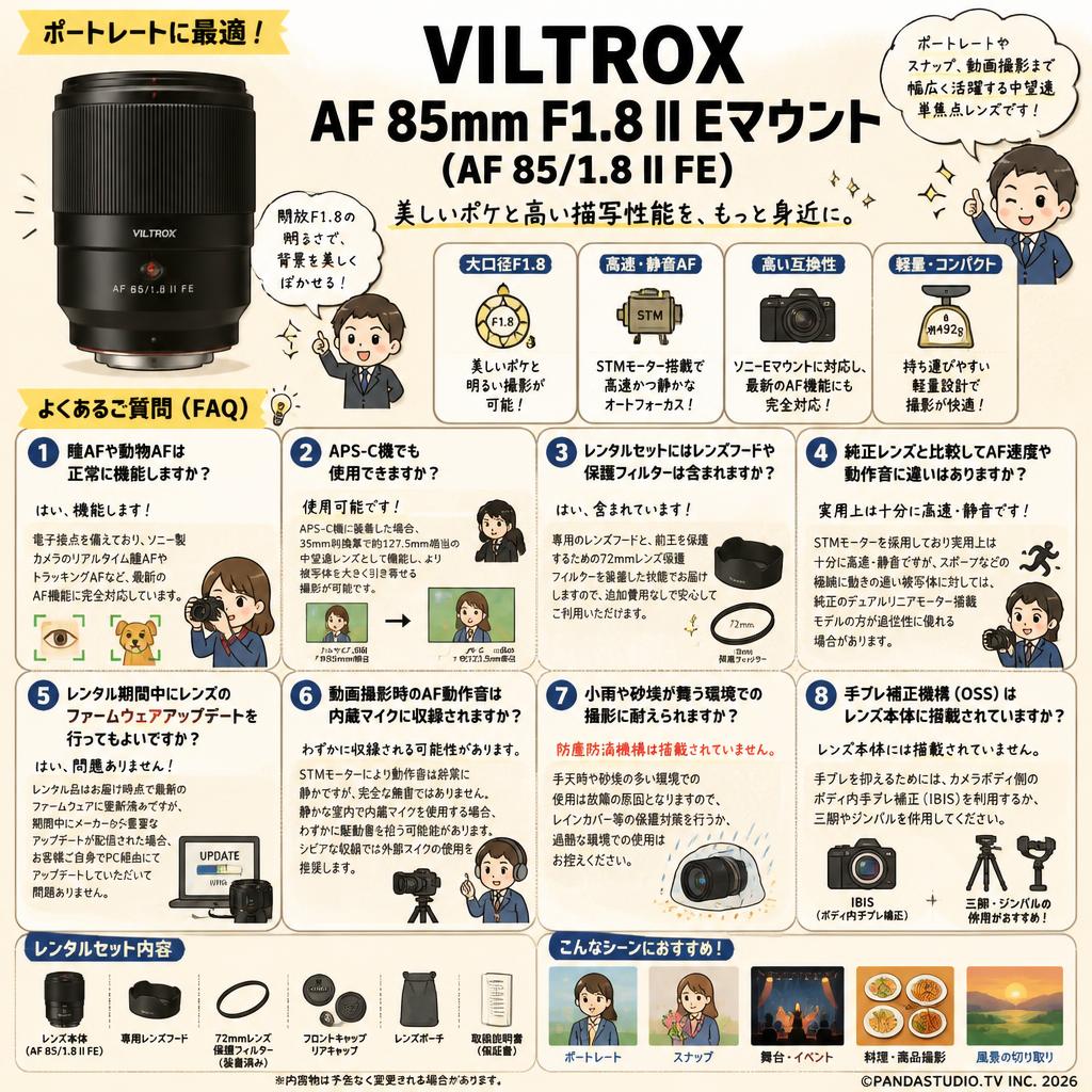 VILTROX AF 85mm F1.8 II Eマウント ( AF 85/1.8 II FE ) FAQ（よくある質問と答え）