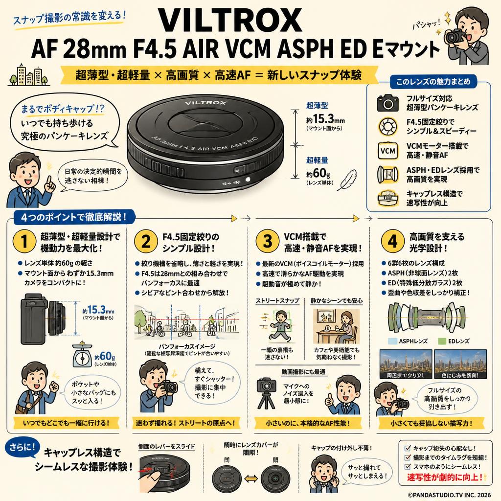 VILTROX AF 28mm F4.5 AIR VCM ASPH ED Eマウント 概要