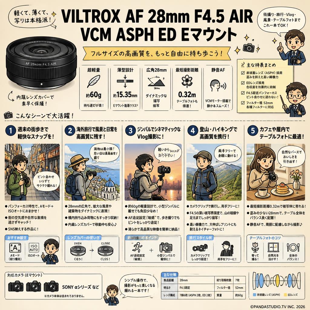 VILTROX AF 28mm F4.5 AIR VCM ASPH ED Eマウント 用途