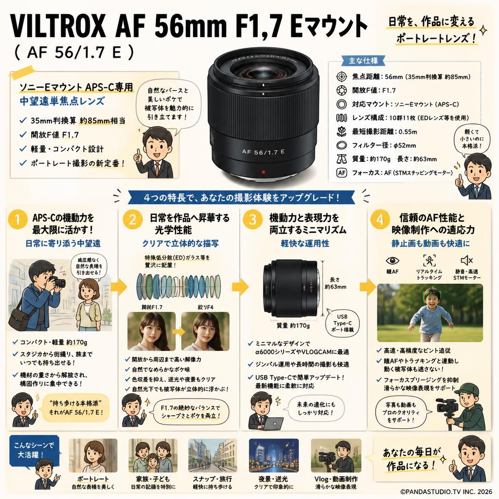 VILTROX AF 56mm F1.7  Eマウント ( AF 56/1.7 E ) 概要