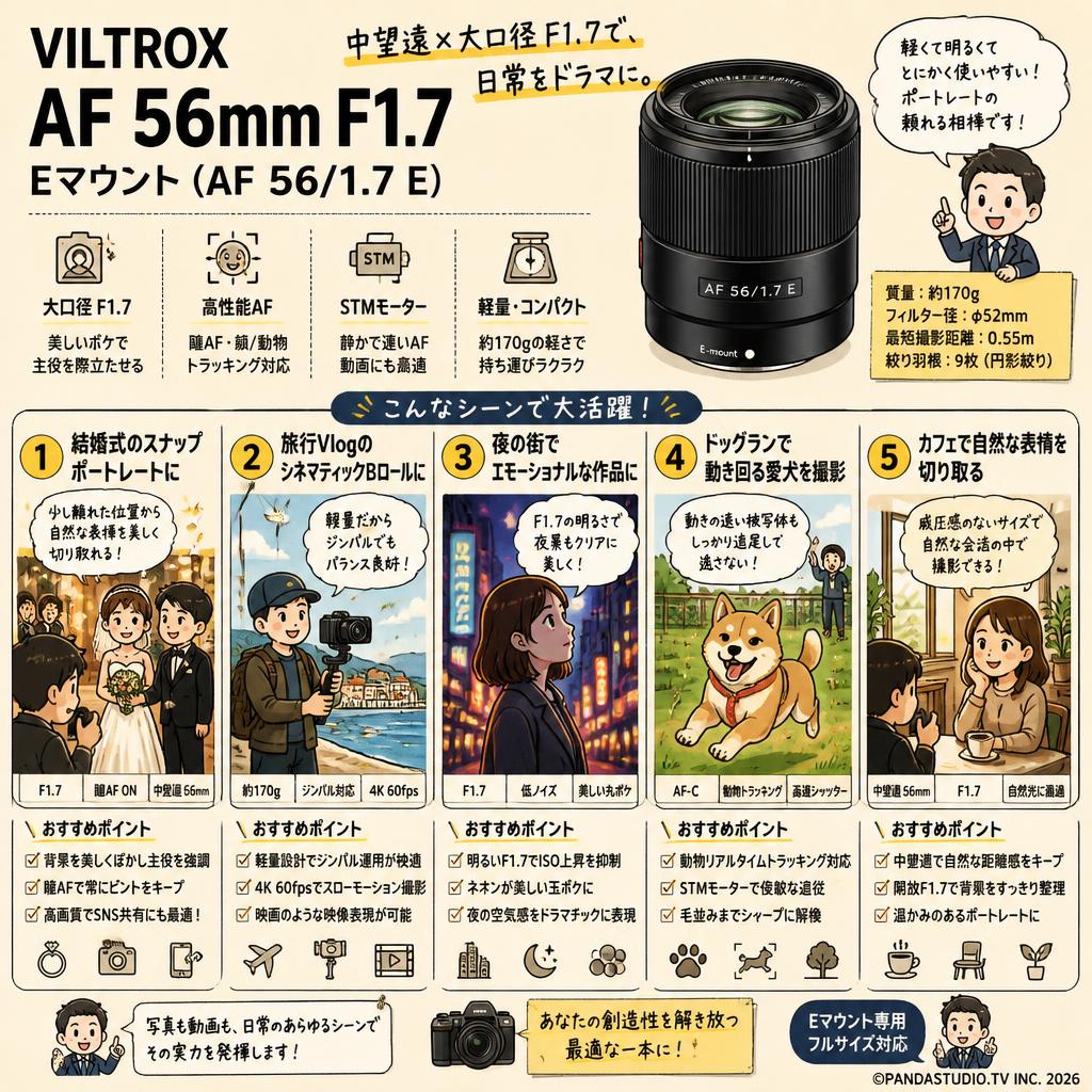 VILTROX AF 56mm F1.7  Eマウント ( AF 56/1.7 E ) 用途