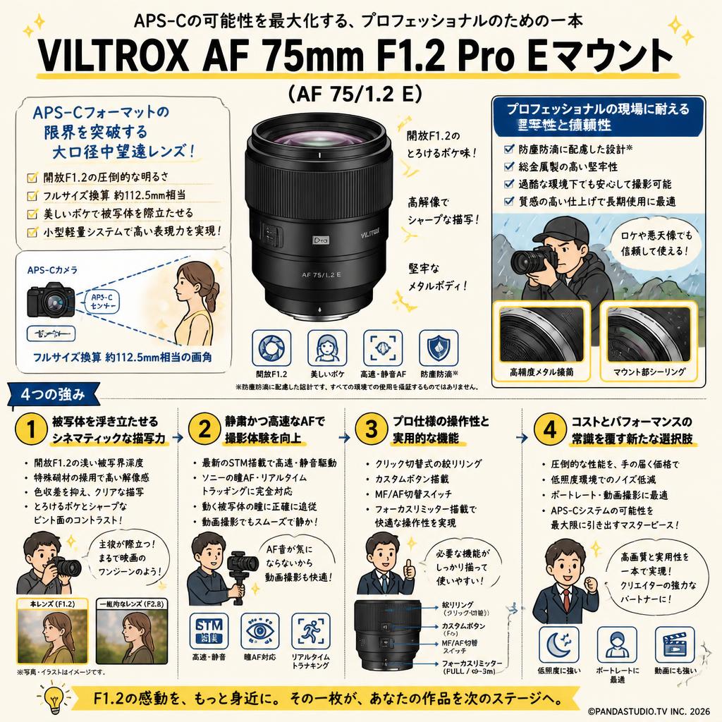 VILTROX AF 75mm F1.2 Pro  Eマウント ( AF 75/1.2 E ) 概要