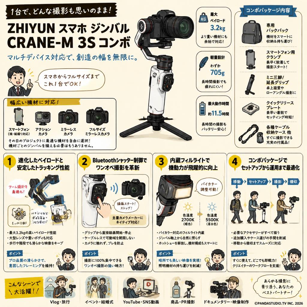 ZHIYUN スマホ ジンバル CRANE-M 3S コンボ 概要