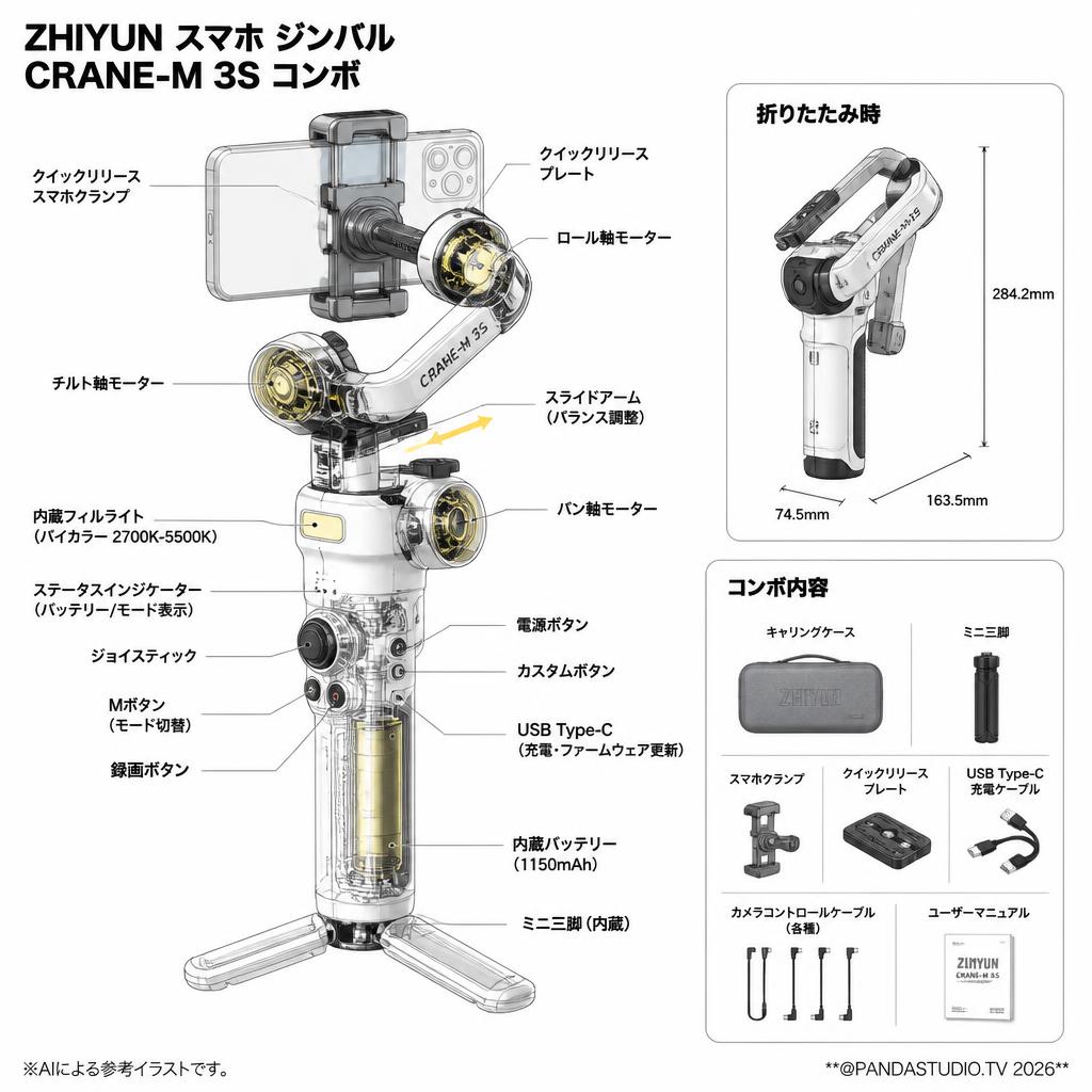 ZHIYUN スマホ ジンバル CRANE-M 3S コンボ スペック