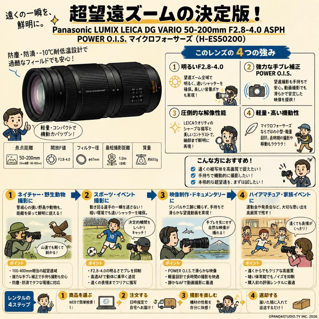 Panasonic LUMIX LEICA DG VARIO 50-200mm F2.8-4.0 ASPH POWER O.I.S. マイクロフォーサーズ ( H-ES50200 ) おもな対象のお客様