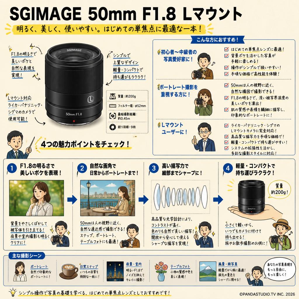 SGIMAGE（エスジーイメージ） 50mm F1.8 Lマウント おもな対象のお客様