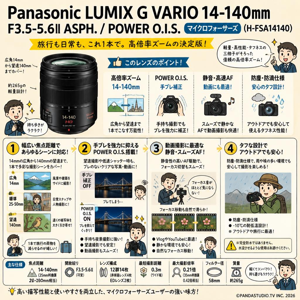 Panasonic LUMIX G VARIO14-140mm F3.5-5.6ⅡASPH. / POWER O.I.S. マイクロフォーサーズ   (  H-FSA14140 ) FAQ（よくある質問と答え）