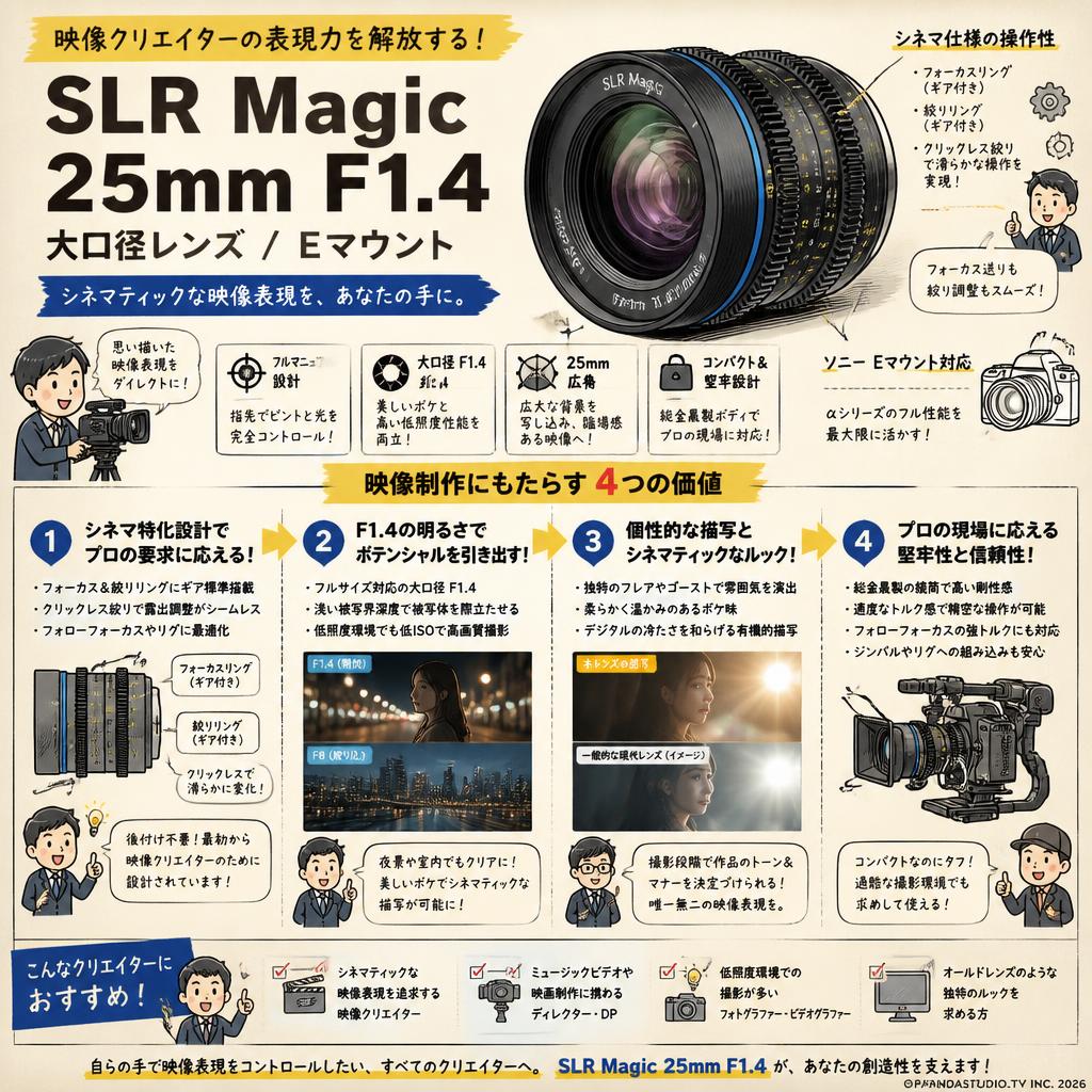 SLR Magic /25mm F1.4  / 大口径 レンズ / Eマウント 概要
