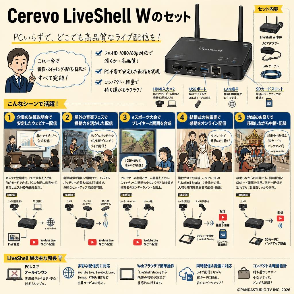 Cerevo LiveShell Wのセット 用途