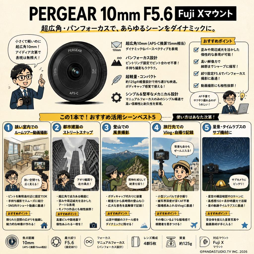 PERGEAR 10mm F5.6 Fuji Xマウント 用途