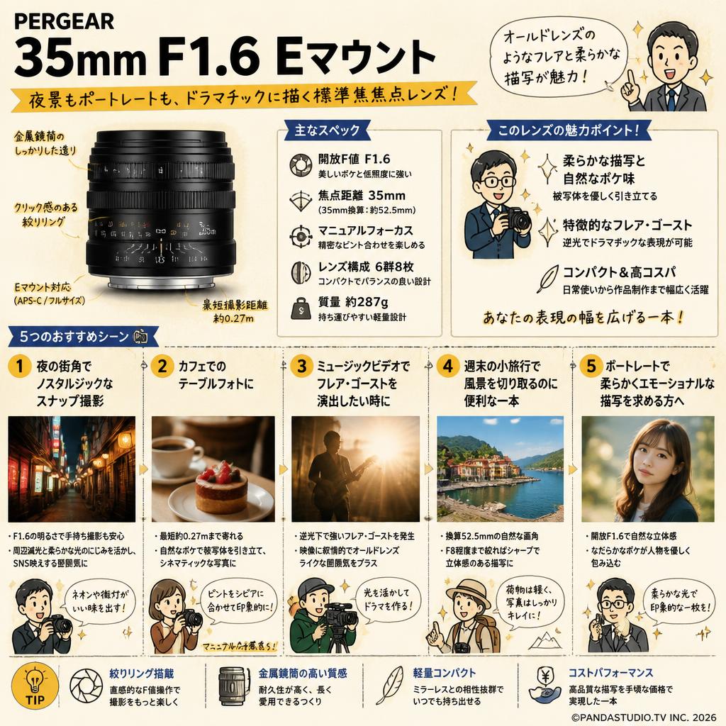 PERGEAR 35mm F1.6 Eマウント 用途