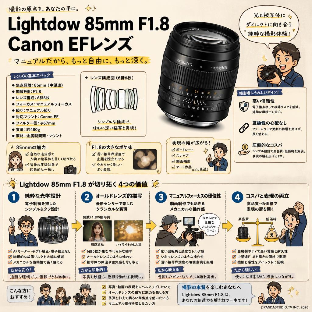 Lightdow  85mm F1.8 Canon EFレンズ 概要
