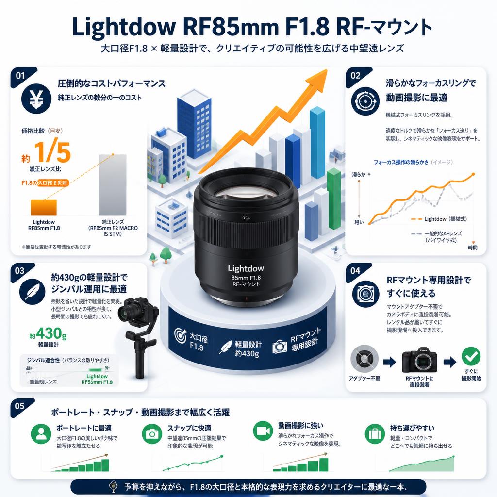 Lightdow RF85mm F1.8 RF-マウント セールスポイント