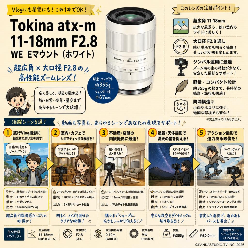 Tokina atx-m 11-18mm F2.8 WE Eマウント (ホワイト) 用途
