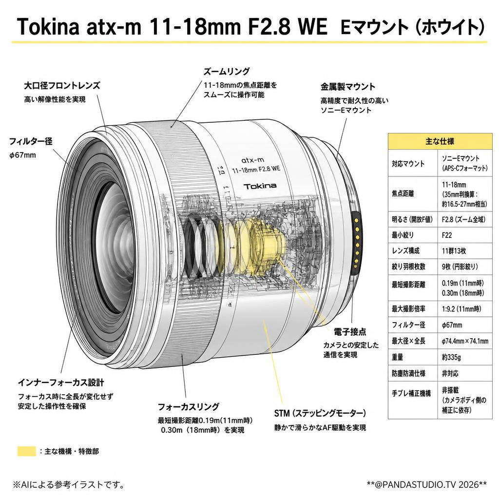 Tokina atx-m 11-18mm F2.8 WE Eマウント (ホワイト) スペック