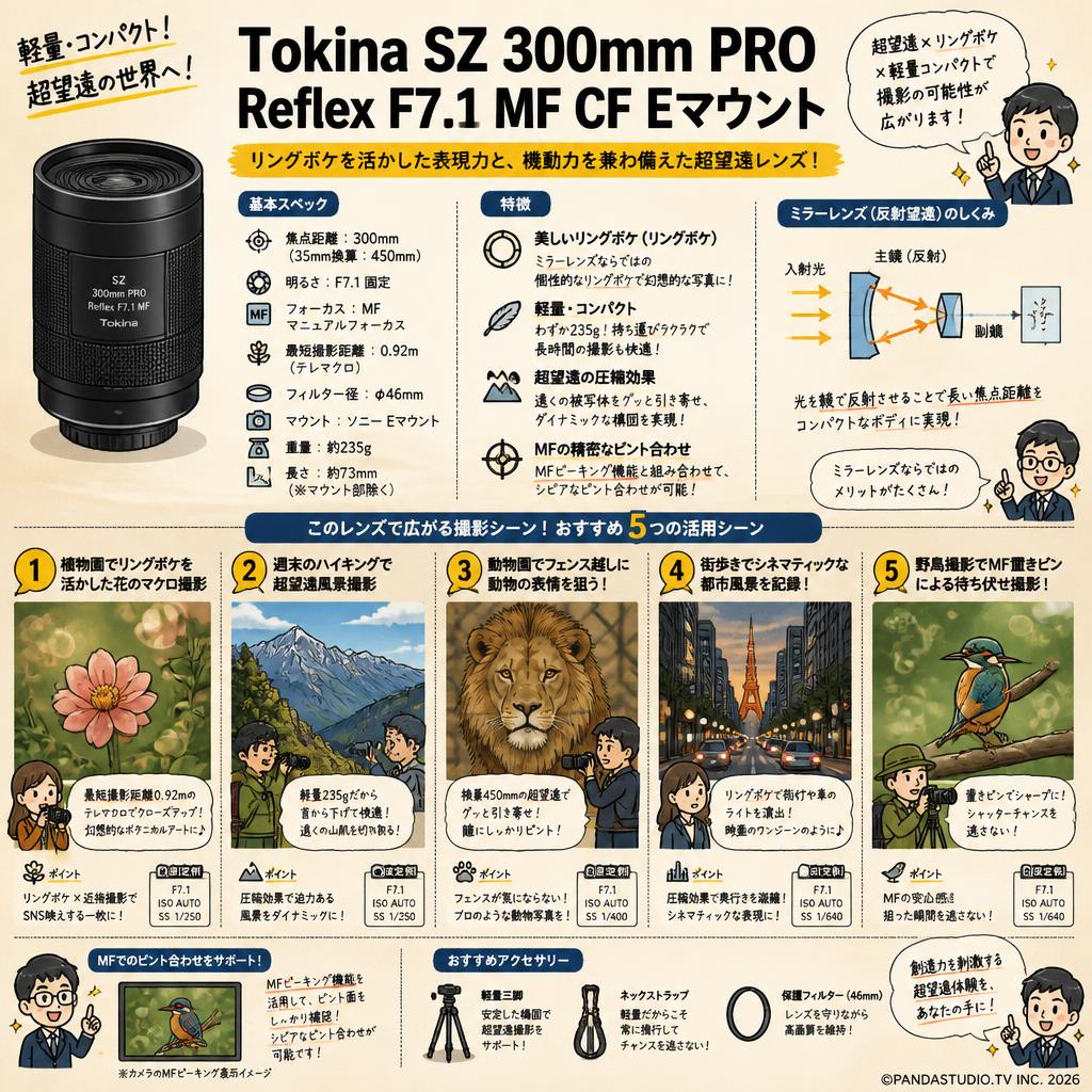 Tokina SZ 300mm PRO Reflex F7.1 MF CF Eマウント 用途
