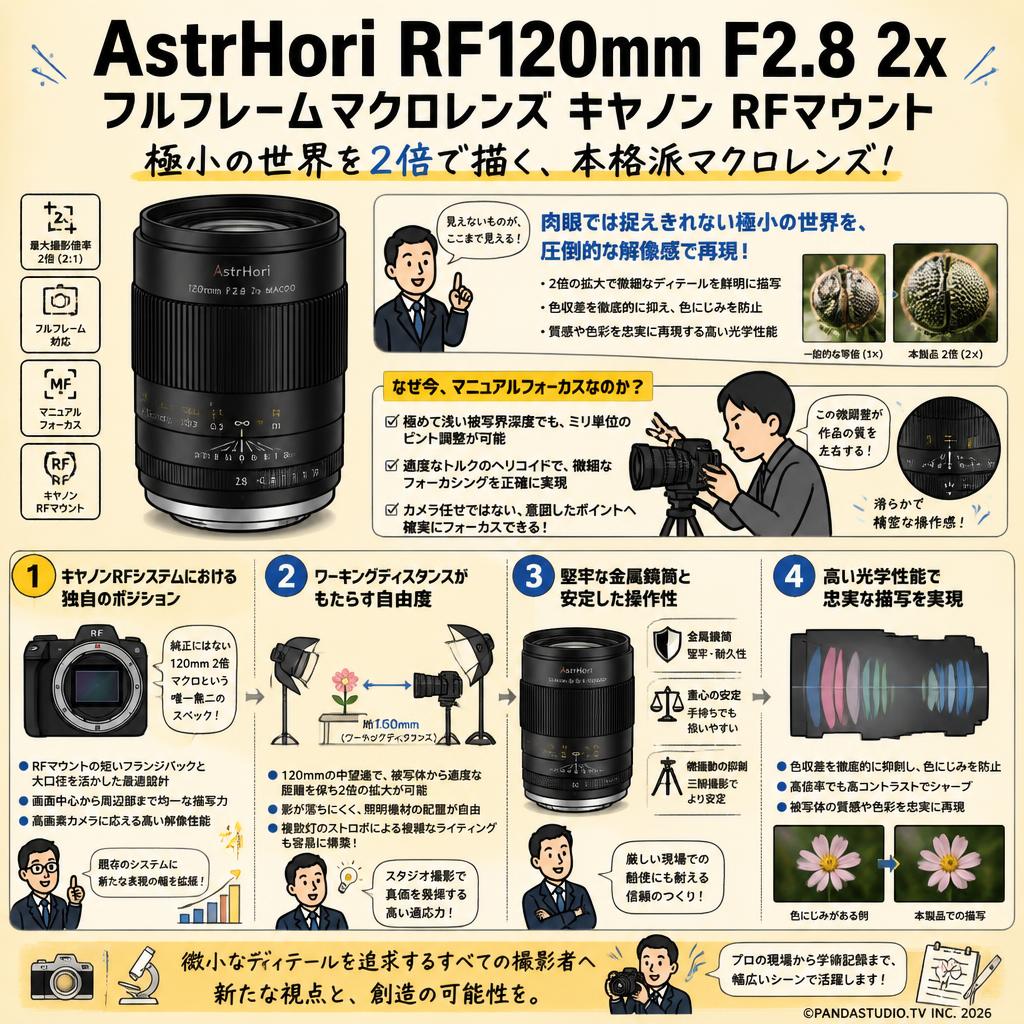 AstrHori RF120mm F2.8 2x フルフレームマクロレンズ キヤノン RFマウント 概要