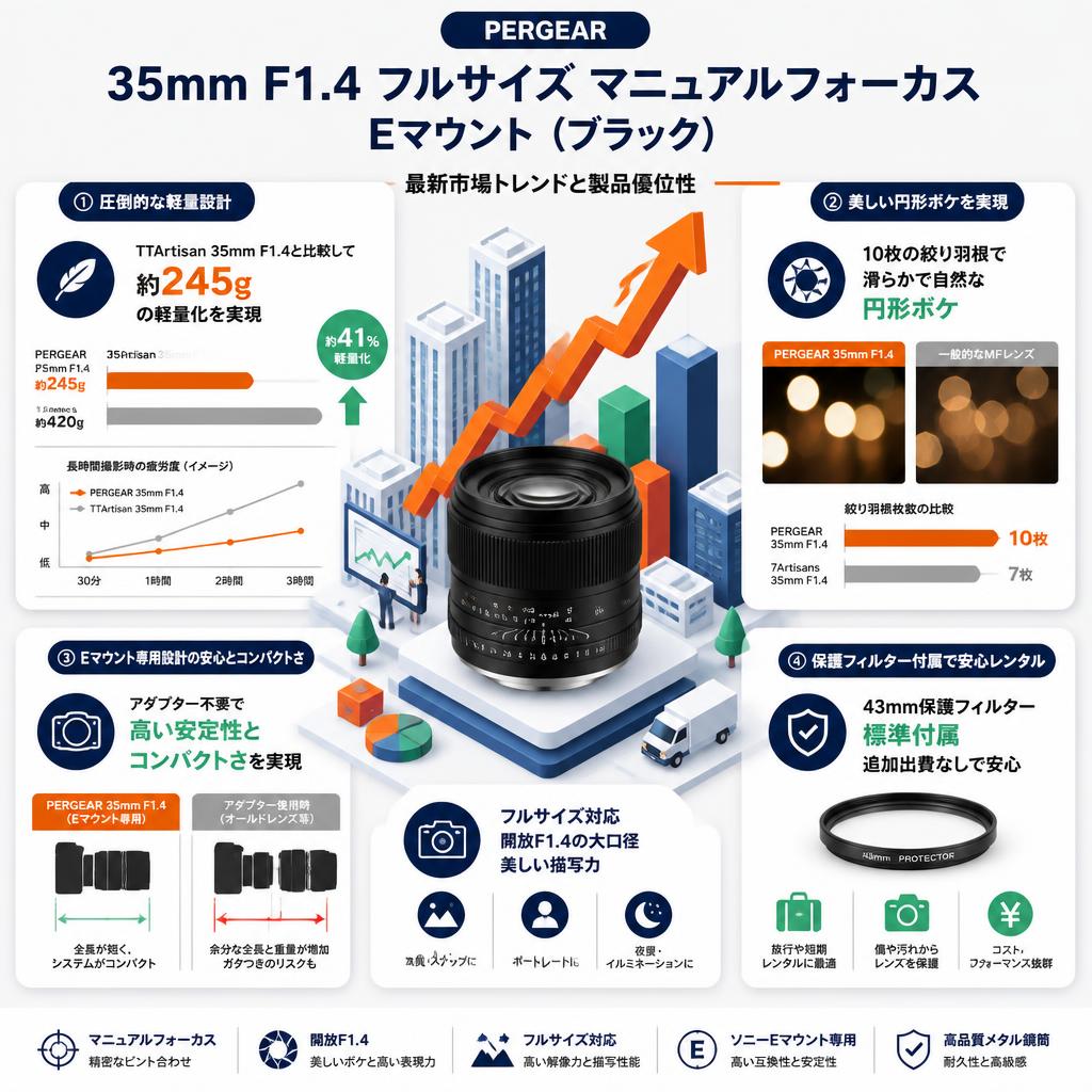 PERGEAR 35mm F1.4 フルサイズ マニュアルフォーカス Eマウント（ブラック） セールスポイント