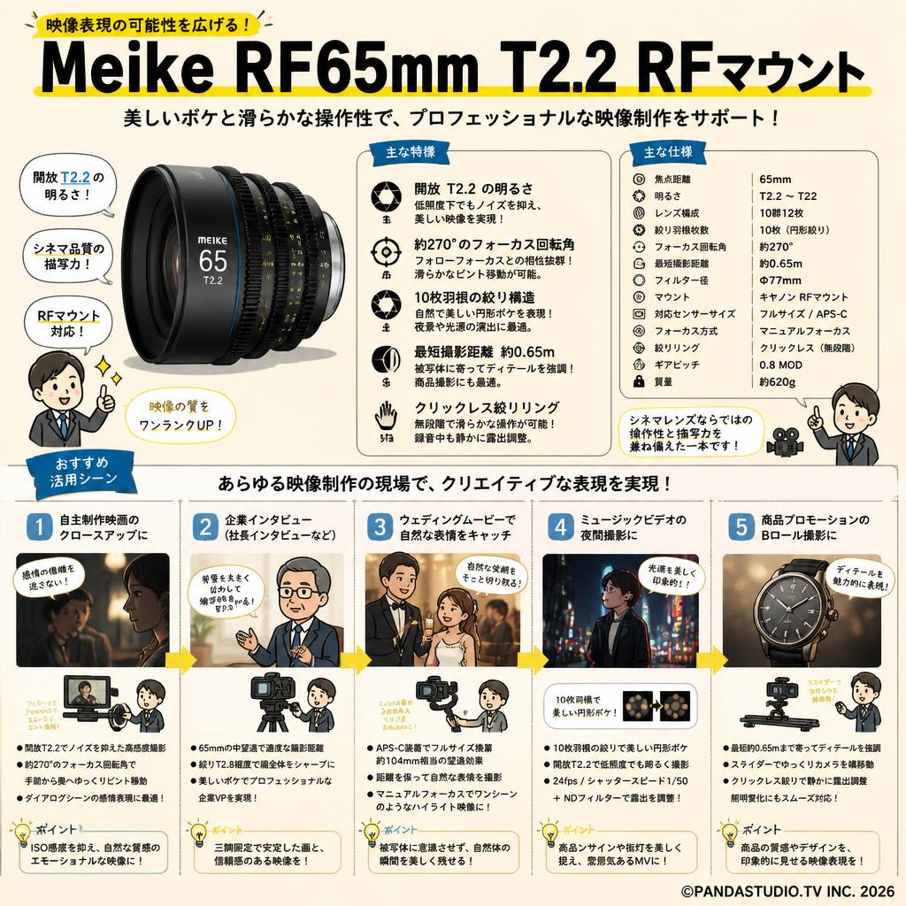 Meike RF65mm T2.2 RFマウント 用途