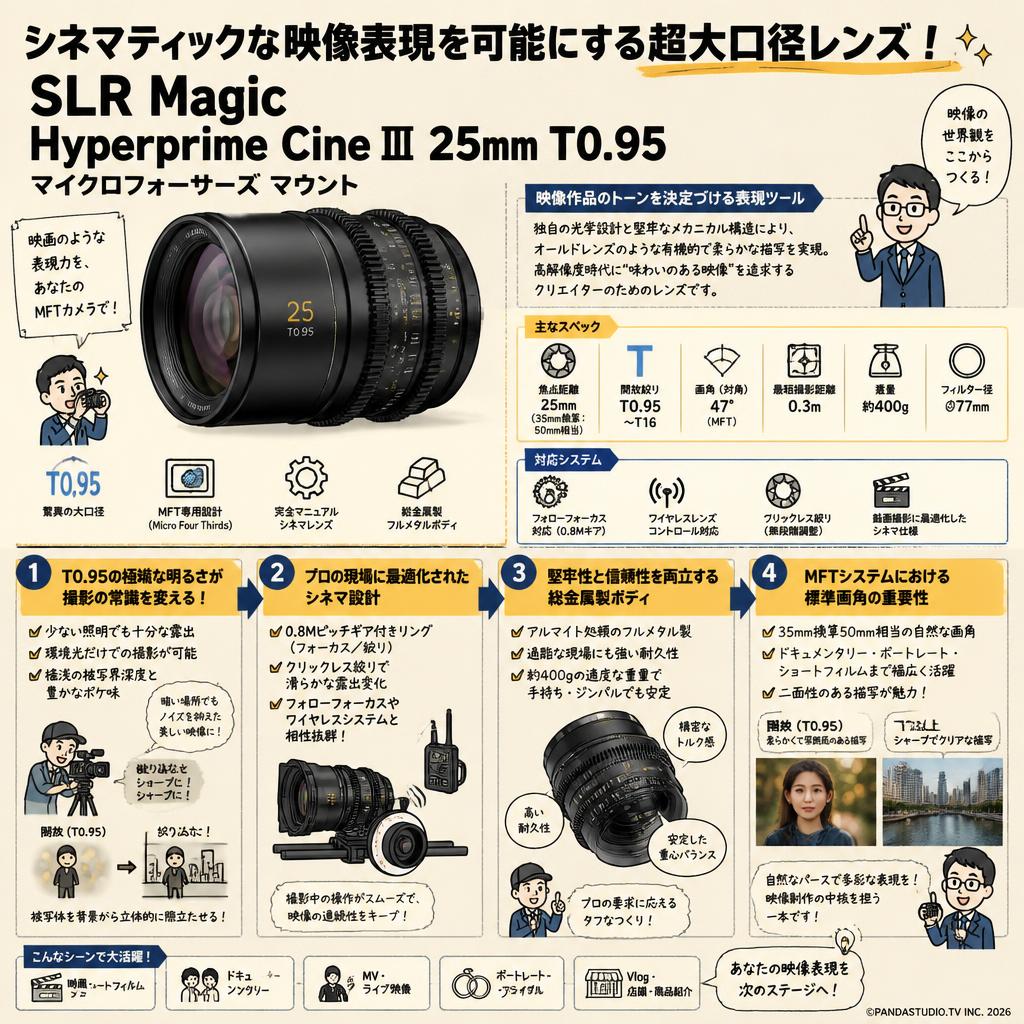 SLR Magic Hyperprime Cine Ⅲ 25mm T0.95 マイクロフォーサーズ マウント 概要