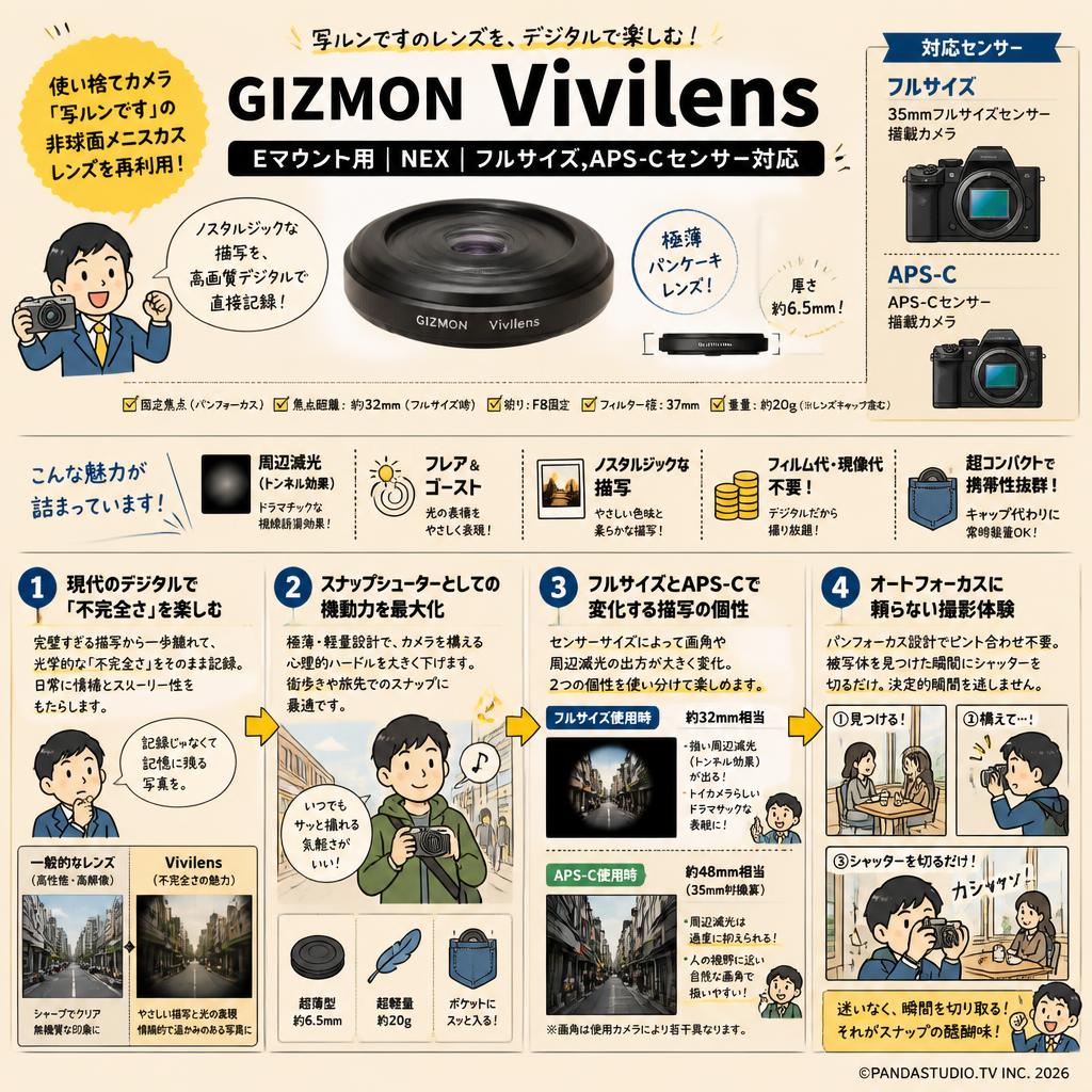 GIZMON Vivilens Eマウント用 | NEX | フルサイズ,APS-Cセンサー対応 概要