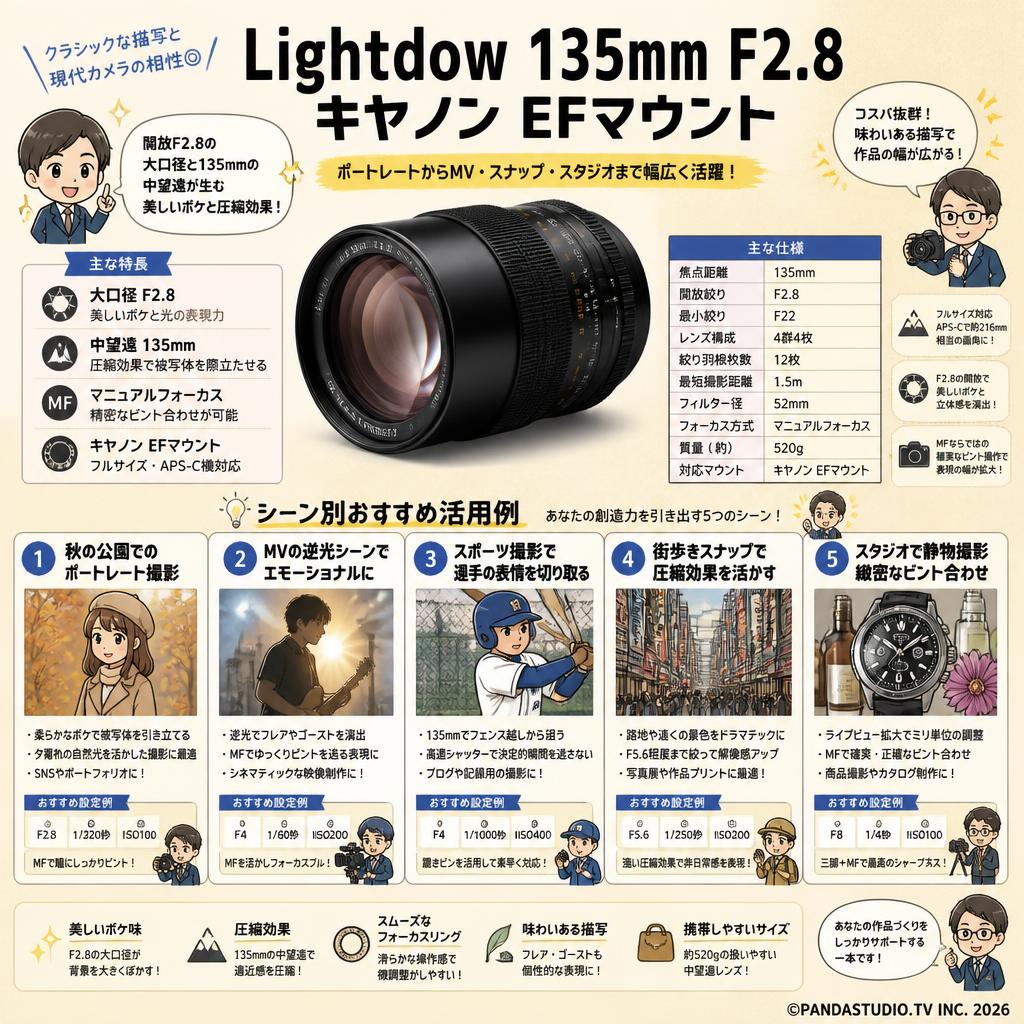 Lightdow  135mm F2.8  キヤノン EFマウント 用途