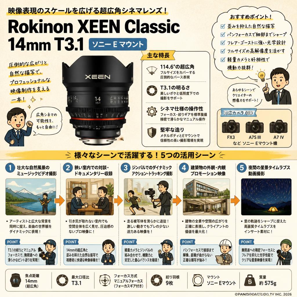 Rokinon XEEN Classic 14mm T3.1 ソニー Eマウント 用途