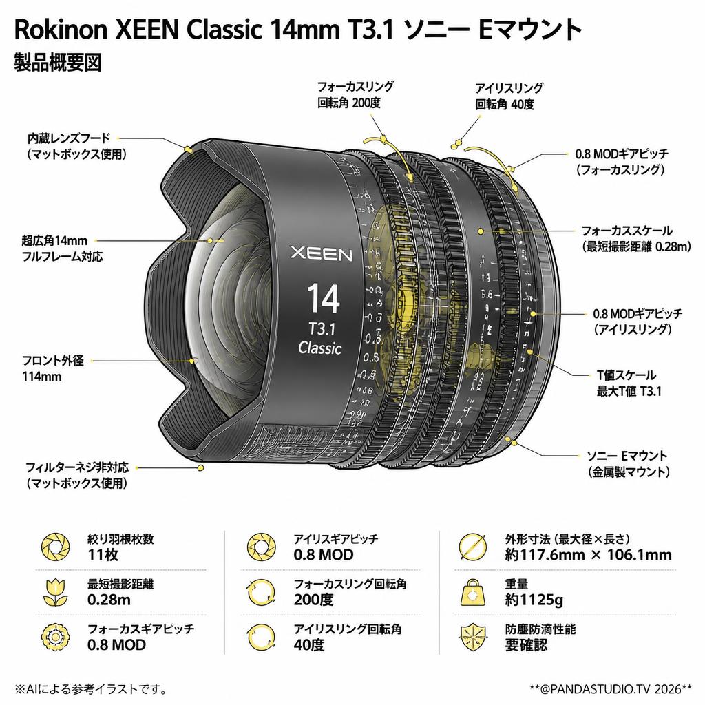 Rokinon XEEN Classic 14mm T3.1 ソニー Eマウント スペック