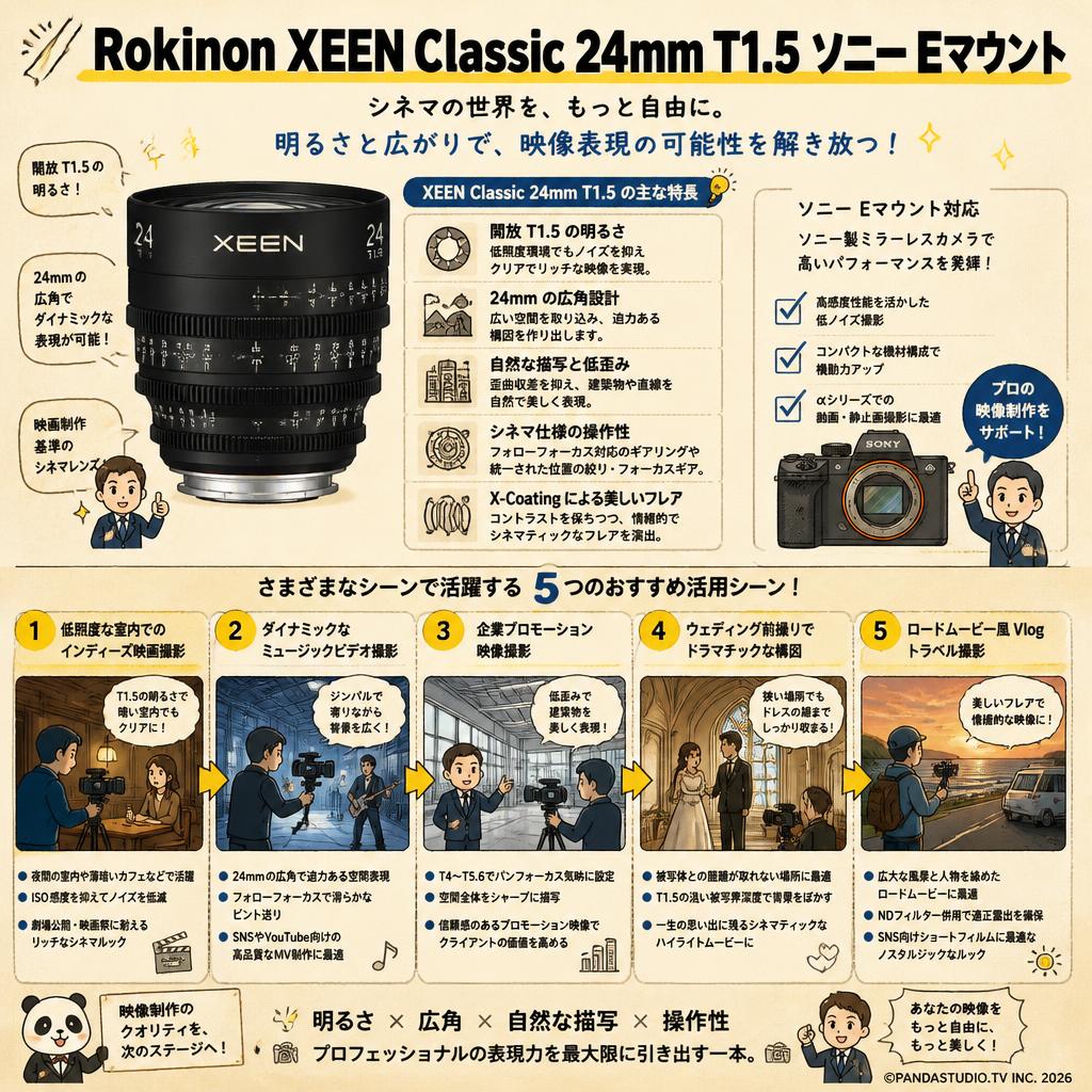 Rokinon XEEN Classic 24mm T1.5 ソニー Eマウント 用途