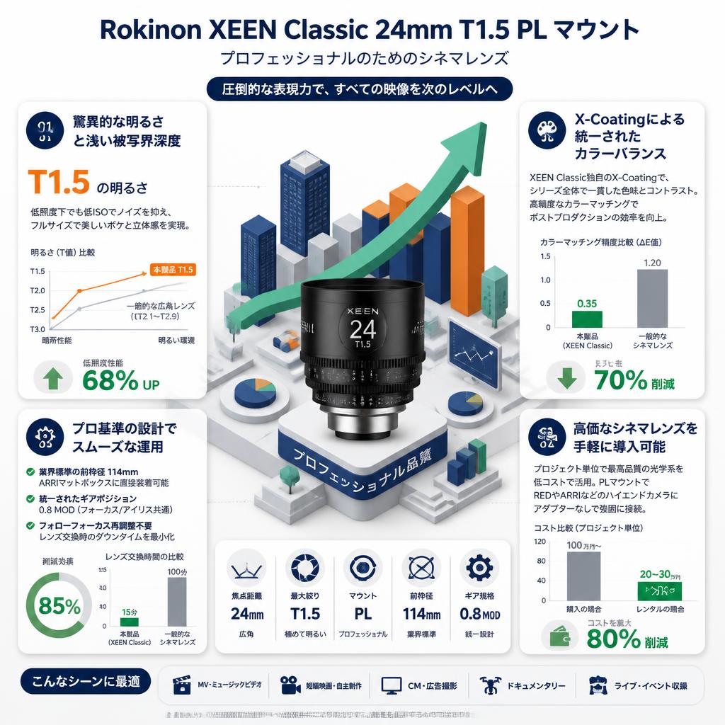 Rokinon XEEN Classic 24mm T1.5 PL マウント セールスポイント