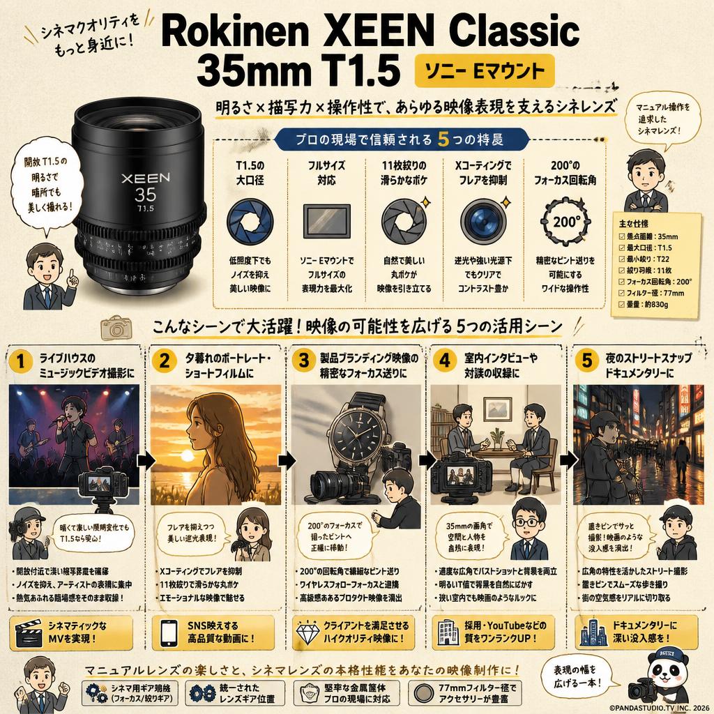 Rokinon XEEN Classic 35mm T1.5 ソニー Eマウント 用途