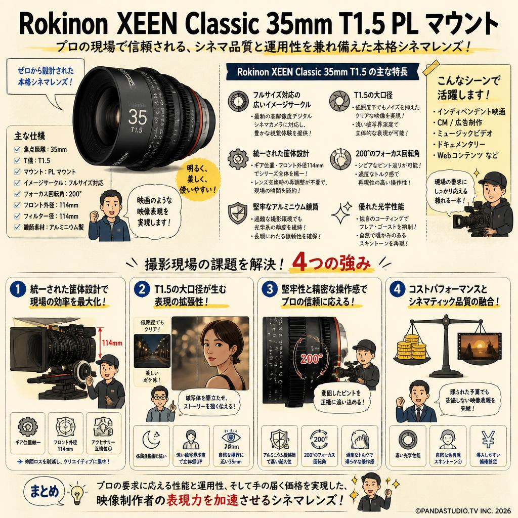 Rokinon XEEN Classic 35mm T1.5 PL マウント 概要