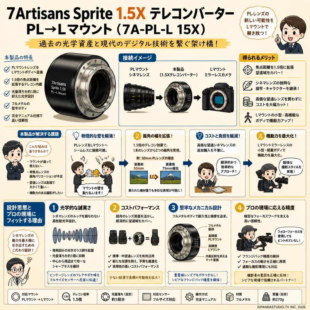 7Artisans Sprite 1.5X テレコンバーター PL→Lマウント ( 7A-PL-L 15X ) 概要