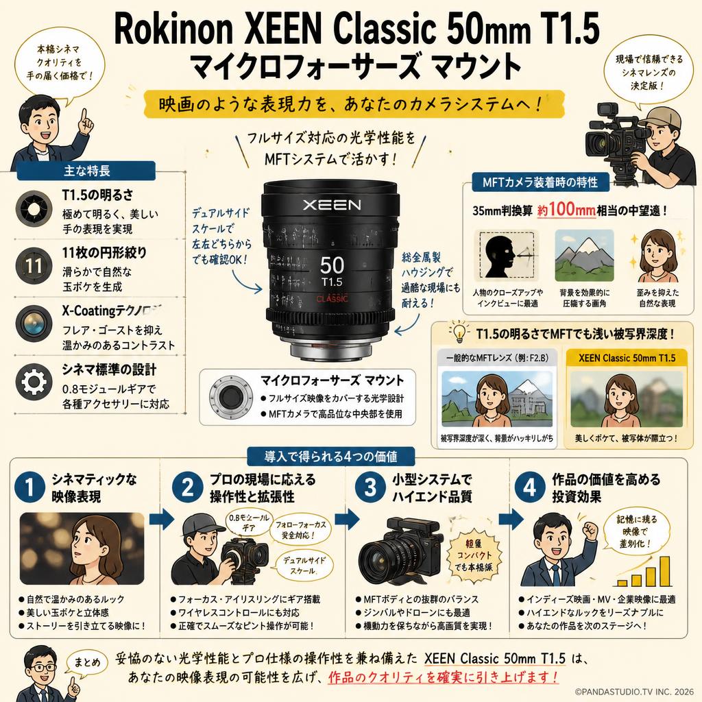 Rokinon XEEN Classic 50mm T1.5 マイクロフォーサーズ マウント 概要