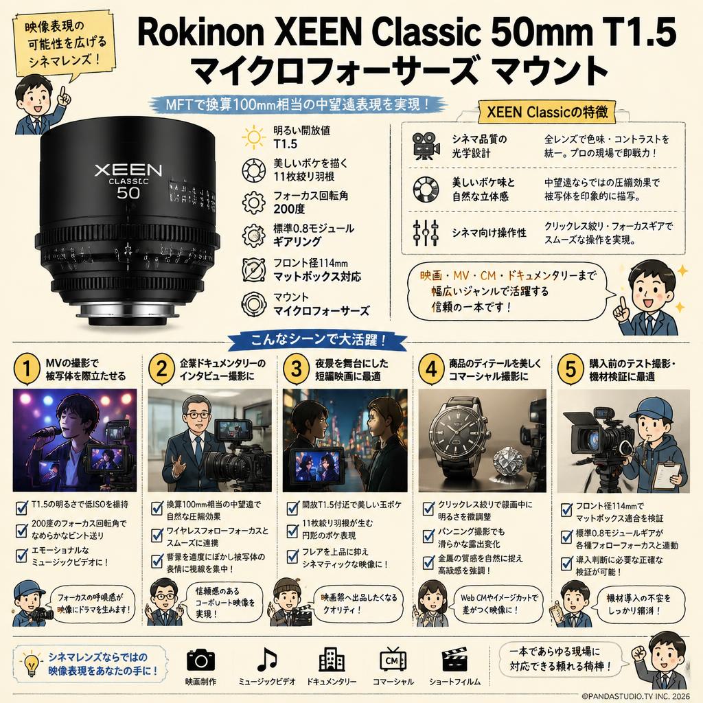Rokinon XEEN Classic 50mm T1.5 マイクロフォーサーズ マウント 用途