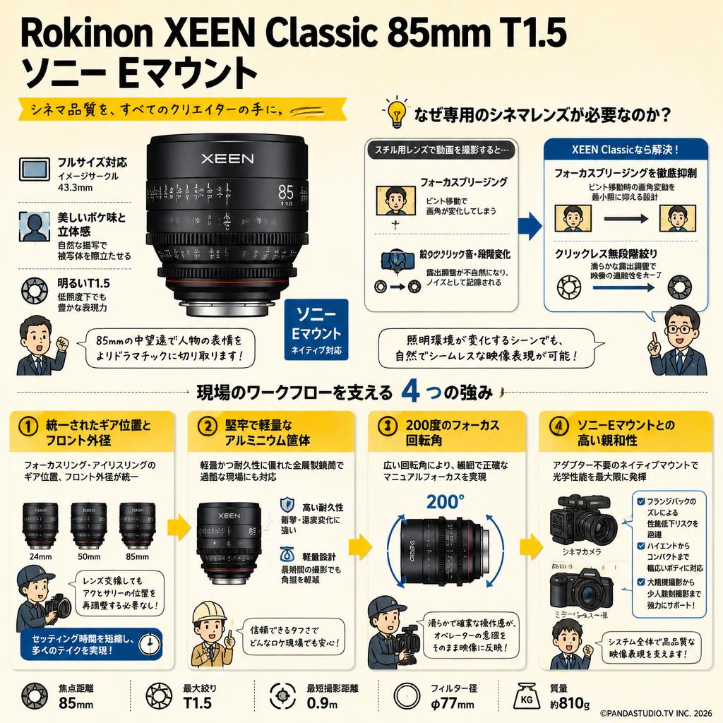Rokinon XEEN Classic 85mm T1.5 ソニー Eマウント 概要